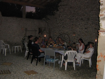 Evening meal at the pool barn